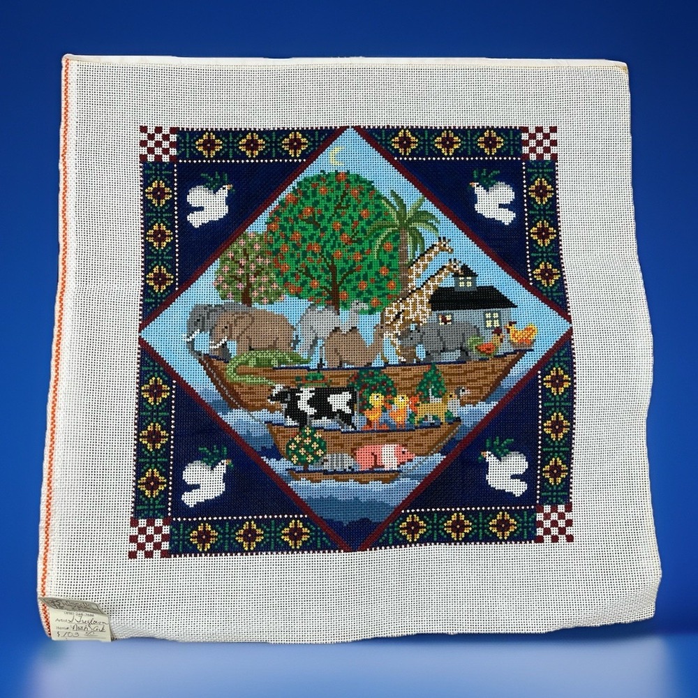 Susan Treglown Hand Painted Needlepoint Canvas - Noah's Ark  13 x 13